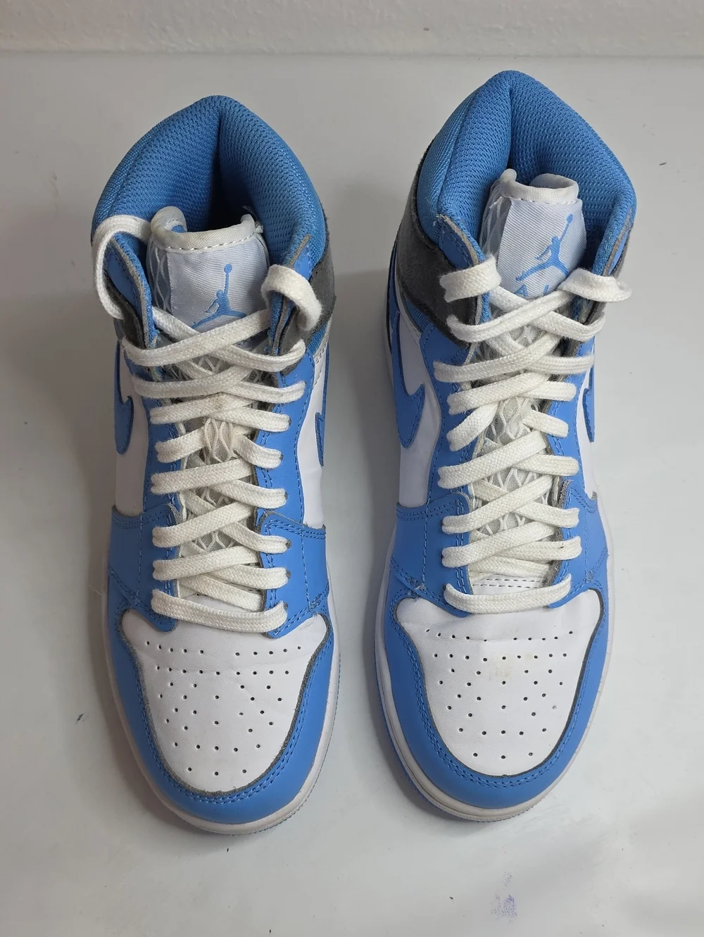 NIKE AIR JORDAN 1 MID UNIVERSITY BLUE GRAY (GS)4.5Y LADIES 6 VGUC CLEAN SNEAKERS